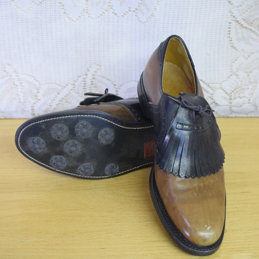 Florsheim Pro Stance Mens Size 8.5 Golf Shoes Two Tone Leather Kiltie Vintage